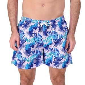 Sunset X Vine Swim Trunks Monstera print Tropical Beach Lavender Blue Aqua XL